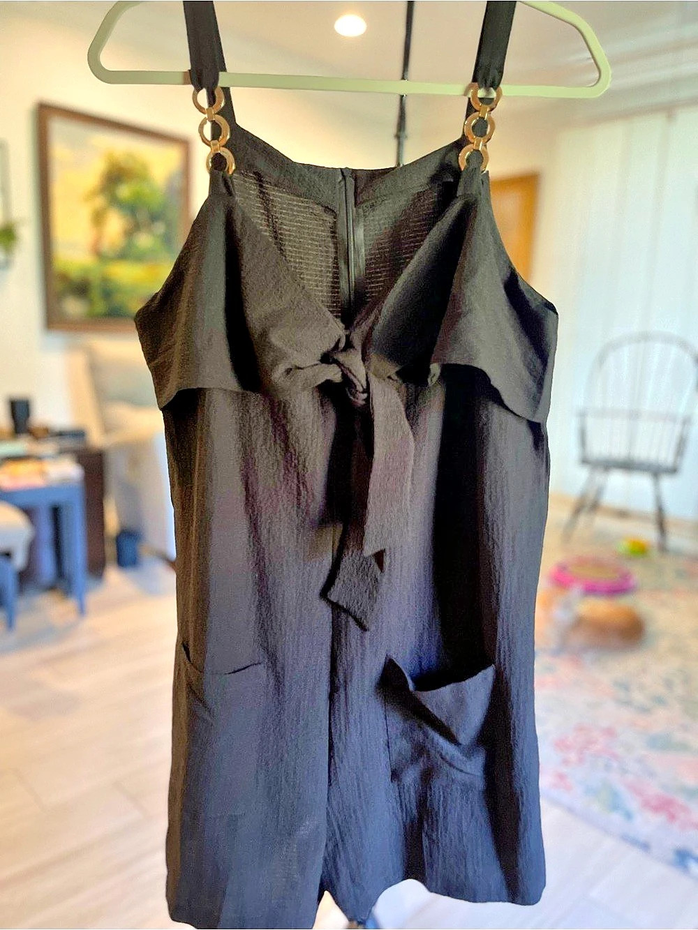 Black Sleeveless Romper Size M back zipper